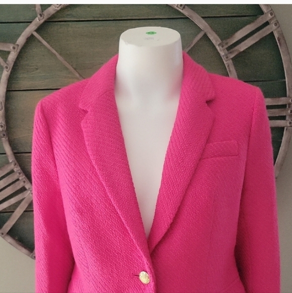 J. Crew Factory Schoolboy Tweed Blazer In Sweet Fuchsia - Picture 3 of 16